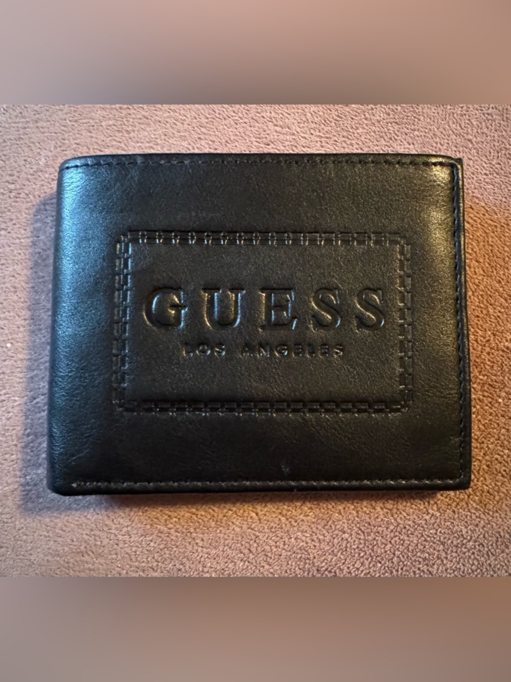 GUESS Black Bifold Wallet - Embossed Logo